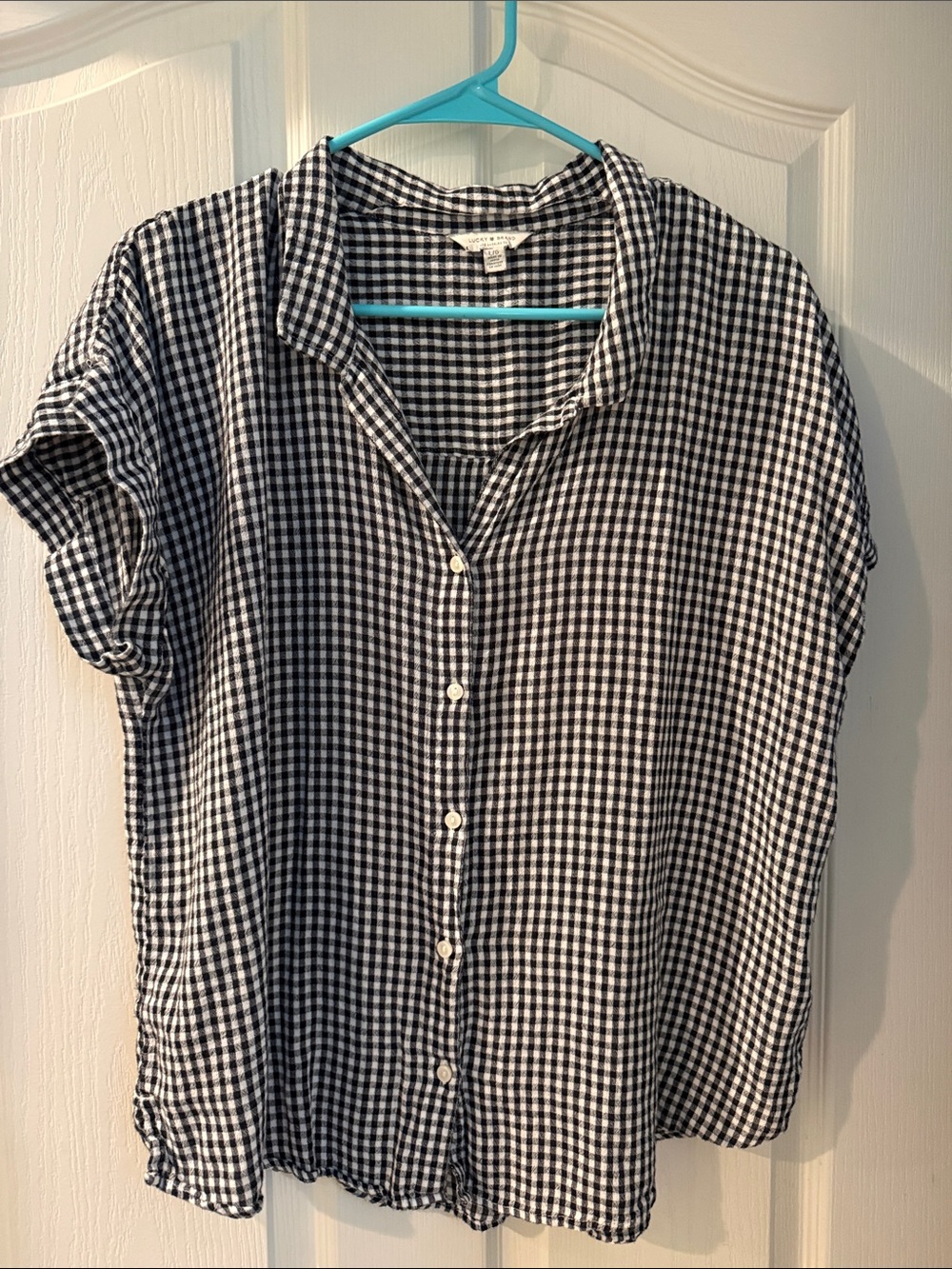 Lucky Brand Black & White Gingham Button-Front Women’s Shirt